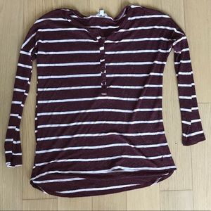 Maroon and white striped long sleeve